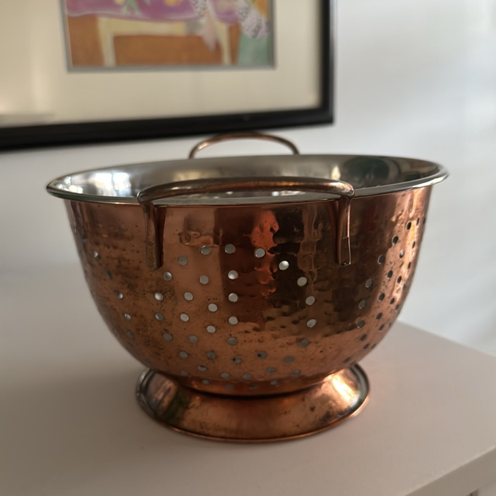 Copper Toned Metal Kitchen Colander - Picture 11 of 11